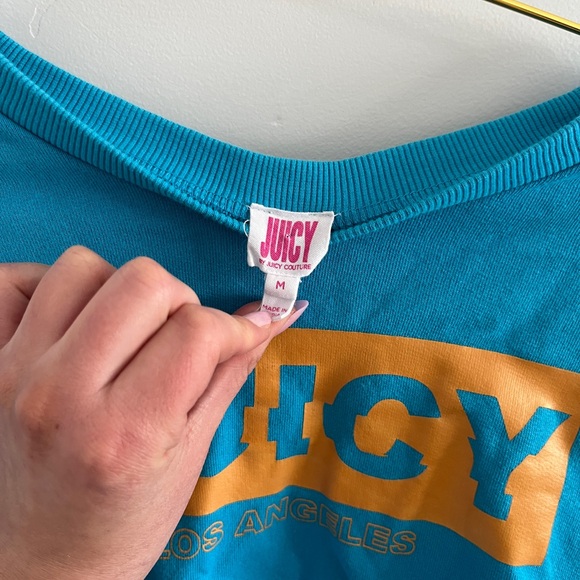 Juicy Couture LA JUICY cropped blue logo sweatshirt size medium - Picture 5 of 5